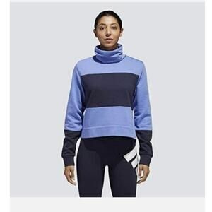 Adidas Sport 2 Womens Crop Blue‎ Street Mock Neck Sweatshirt Size XS 0322